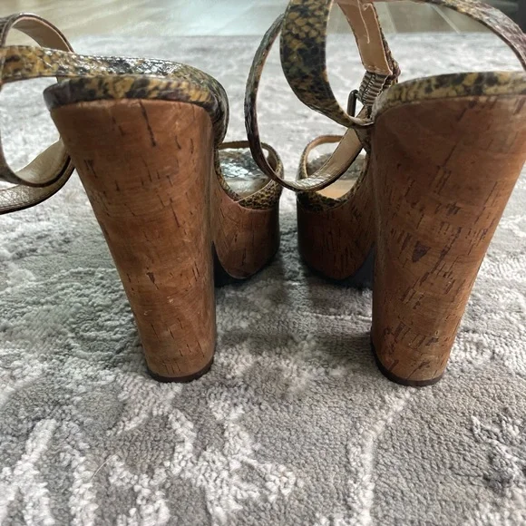 Nine West python and cork ankle strap heels - Picture 3 of 6